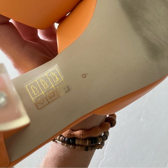 NWOB Jeffery Campbell Anthropologie Square Toe Mules Orange Leather Sz 6 - Picture 7 of 7